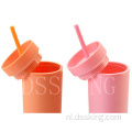 Herbruikbare plastic bekers 16 oz dubbele wand acryl plastic tuimelaar met deksels en rietjes